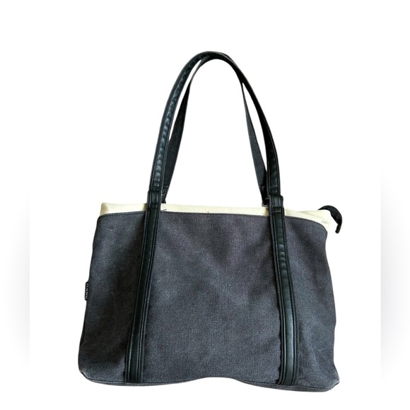 Wxnow black and beige thick quality denim canvas tote - Picture 1 of 10